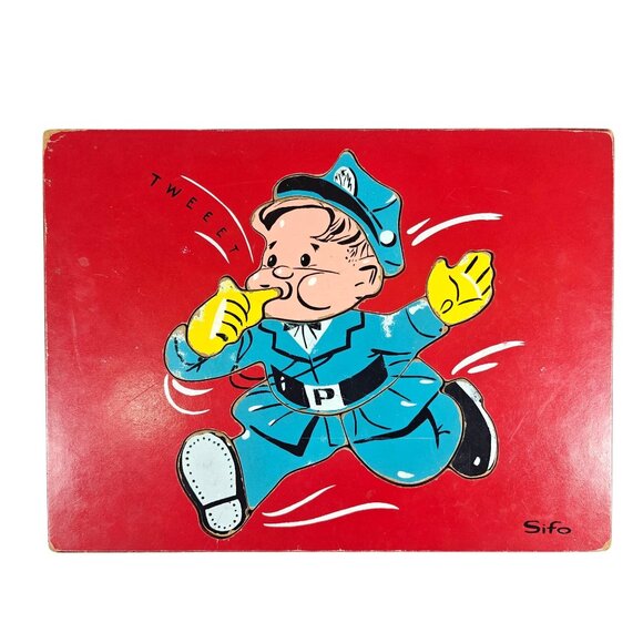 Vintage Sifo Policeman Wooden Puzzle Board Complete 60s 70s - Picture 1 of 5